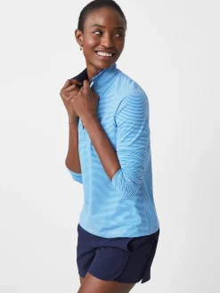 J.McLaughlin Ace 1/4 Zip Top In Stripe-Women Tops