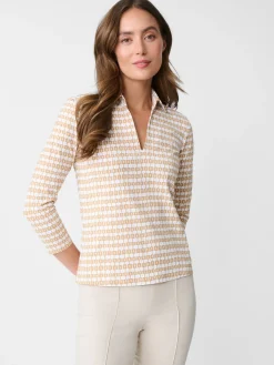 J.McLaughlin Aida 3/4 Sleeve Top In Aberdeen Geo-Women Tops