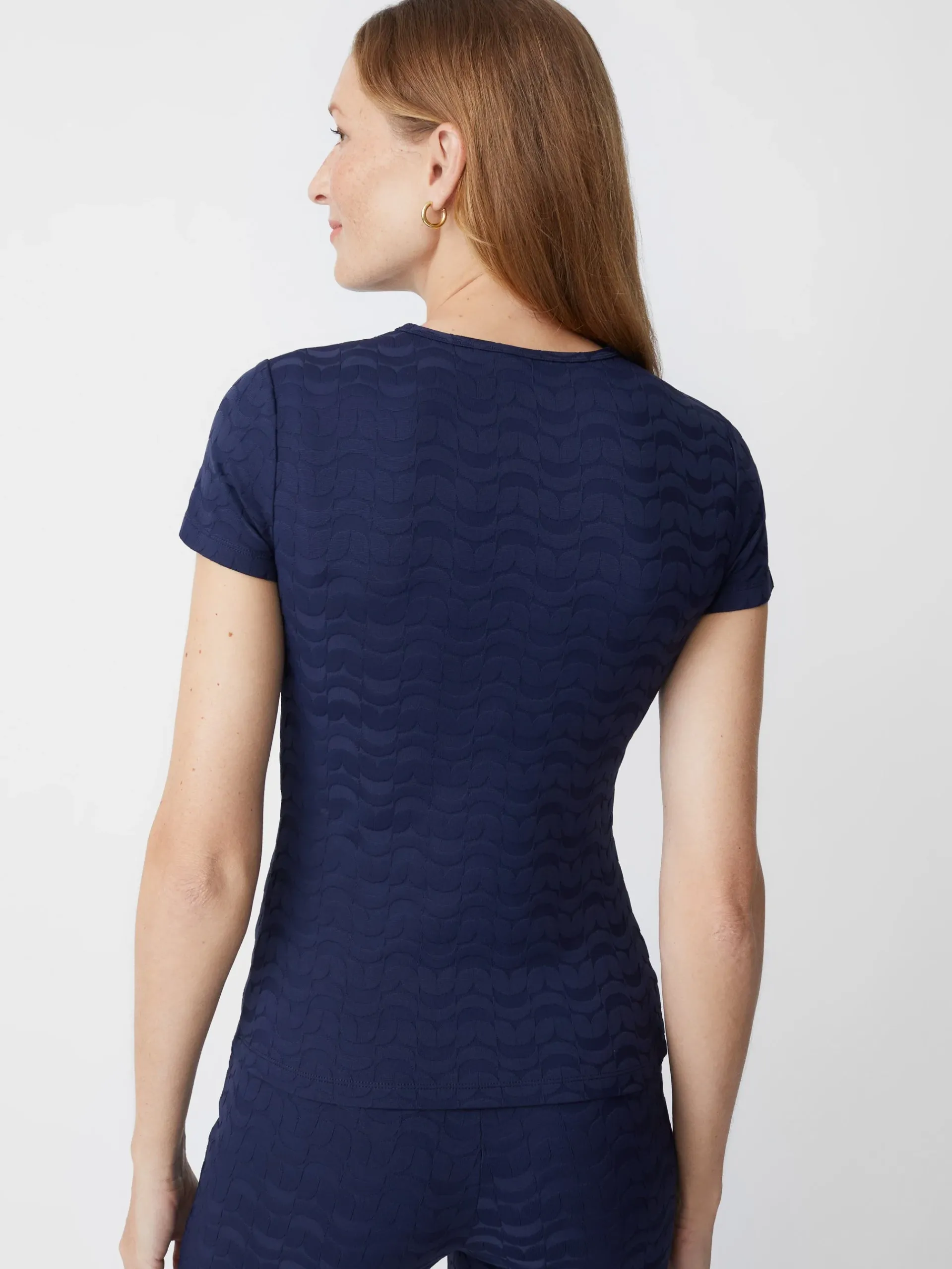 J.McLaughlin Allie Cap Sleeve Tee In Deco Tulip Jacquard-Women Tops|Tees