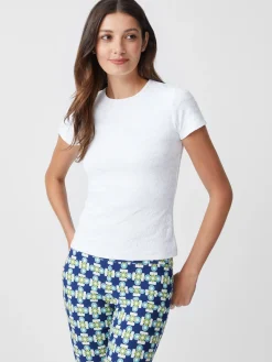 J.McLaughlin Allie Cap Sleeve Tee In Deco Tulip Jacquard-Women Tops|Tees