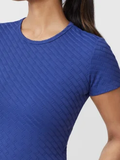 J.McLaughlin Allie Cap Sleeve Tee In Fernwood Geo Jacquard-Women Tops|Tees