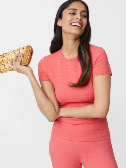 J.McLaughlin Allie Cap Sleeve Tee In Fernwood Geo Jacquard-Women Tops|Tees