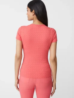 J.McLaughlin Allie Cap Sleeve Tee In Fernwood Geo Jacquard-Women Tops|Tees