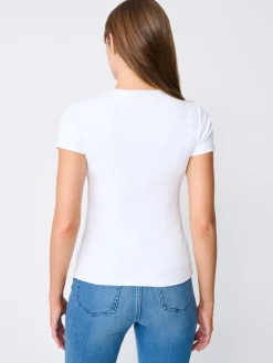 J.McLaughlin Allie Cap Sleeve Tee In Fernwood Geo Jacquard-Women Tops|Tees