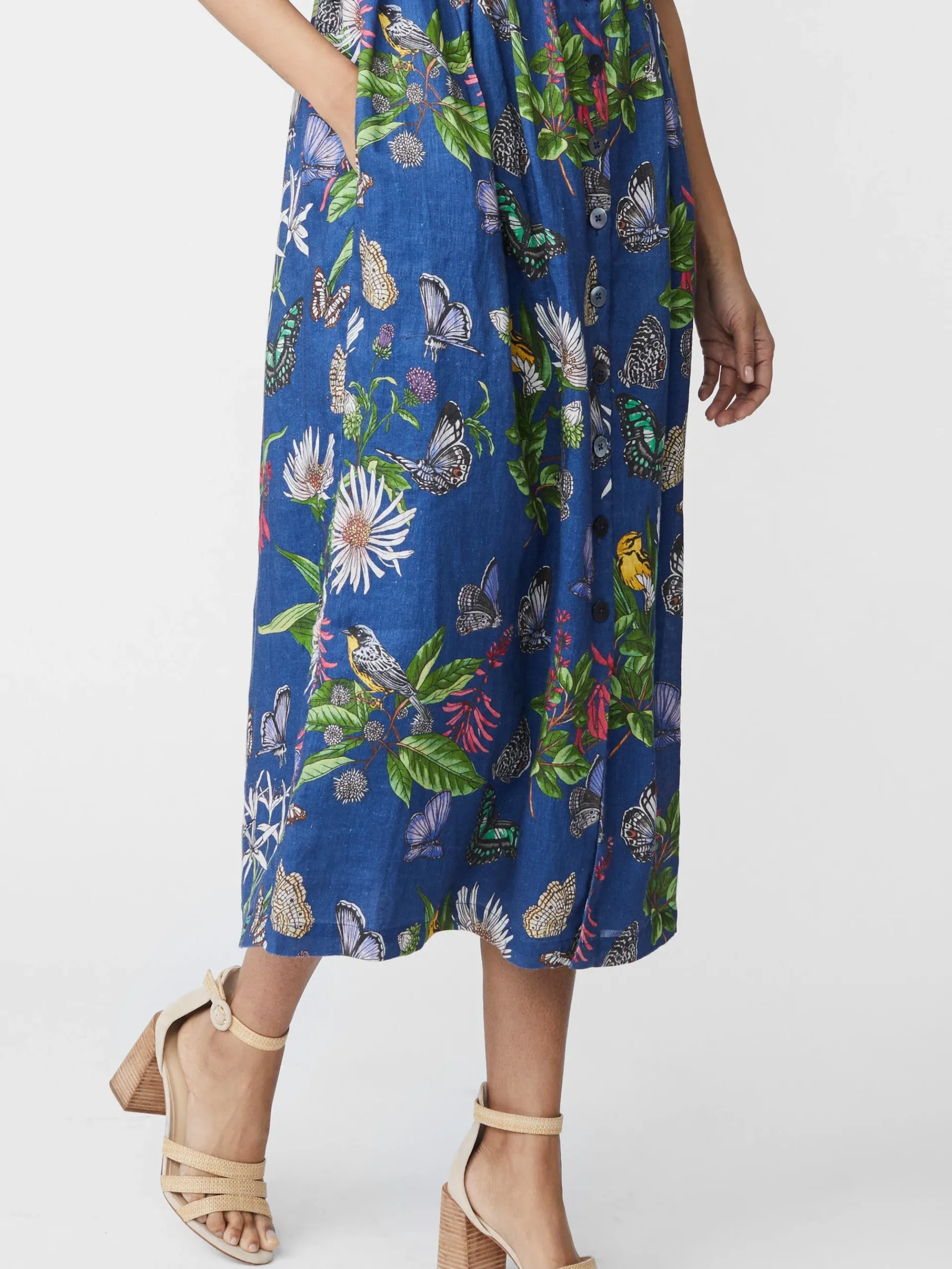 J.McLaughlin Annora Linen Dress In Jardin Mariposa-Women Dresses