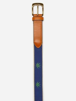 J.McLaughlin Archie Embroidered Belt In Marijuana Leaf- Shoes & Accessories|Belts
