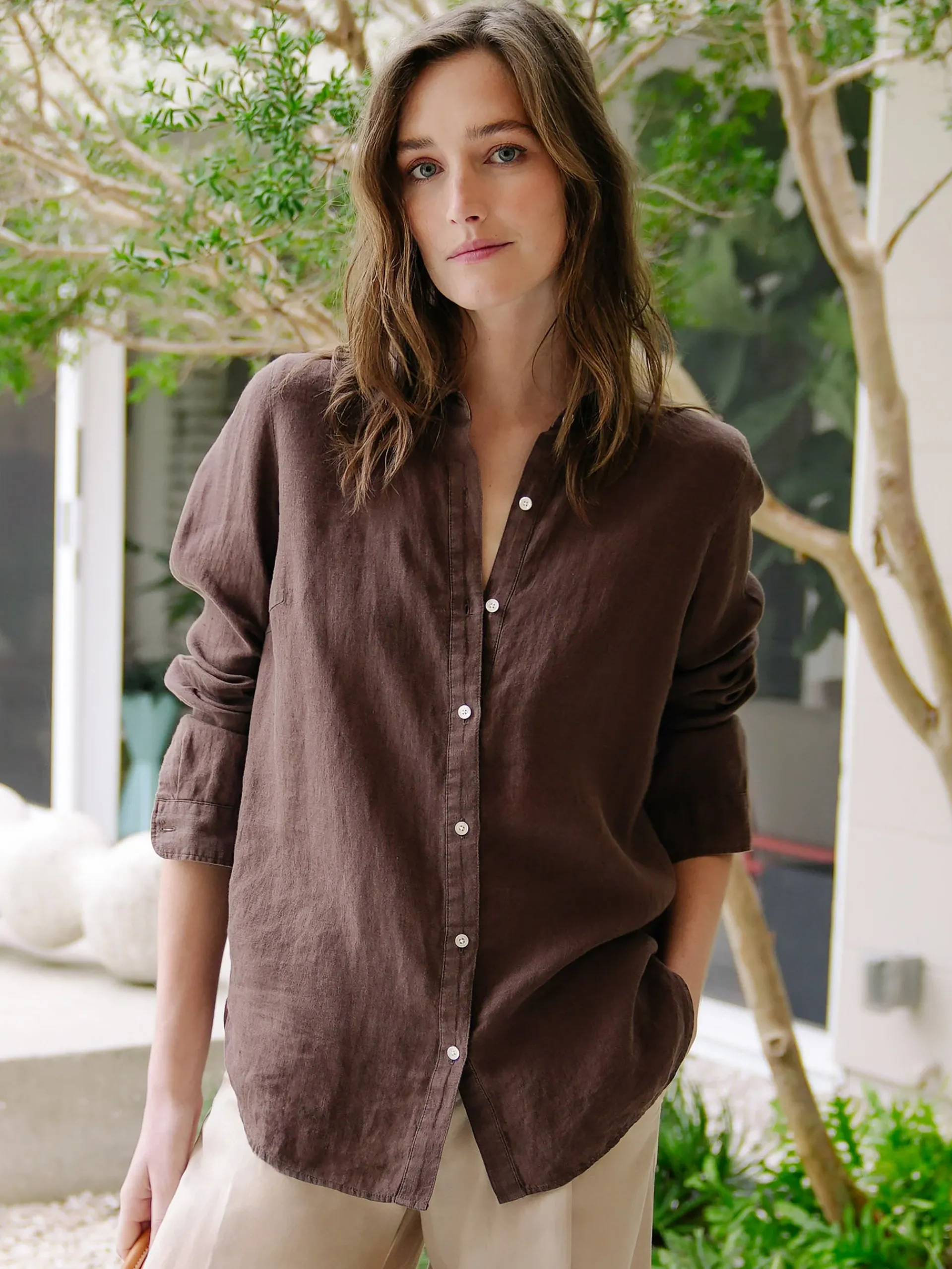 J.McLaughlin Britt Linen Shirt-Women Tops