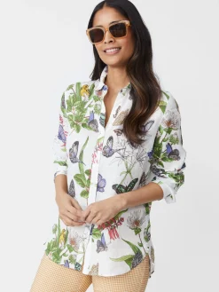 J.McLaughlin Britt Linen Shirt In Jardin Mariposa-Women Tops