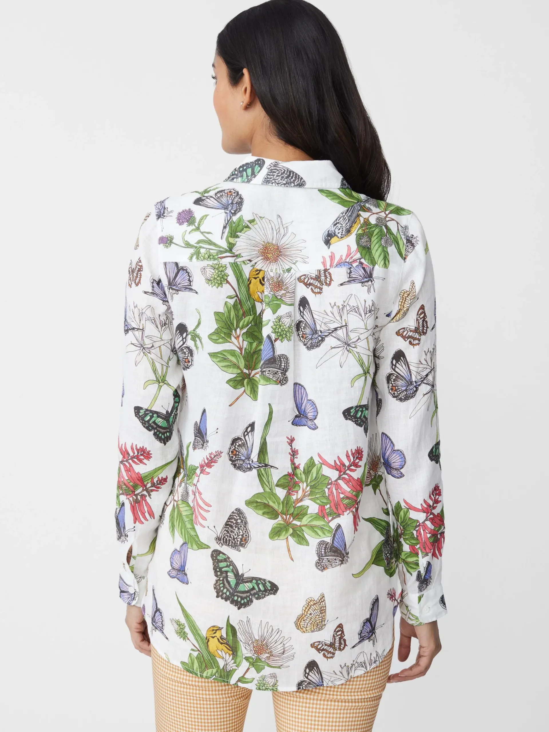 J.McLaughlin Britt Linen Shirt In Jardin Mariposa-Women Tops