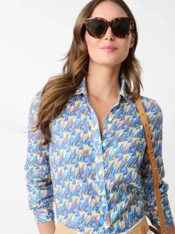 J.McLaughlin Britt Linen Shirt In La Perruche-Women Tops