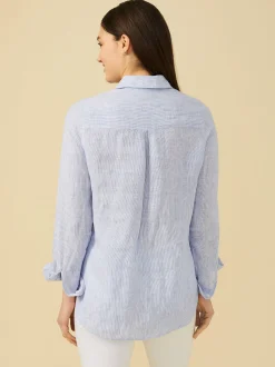 J.McLaughlin Britt Linen Shirt In Stripe-Women Tops