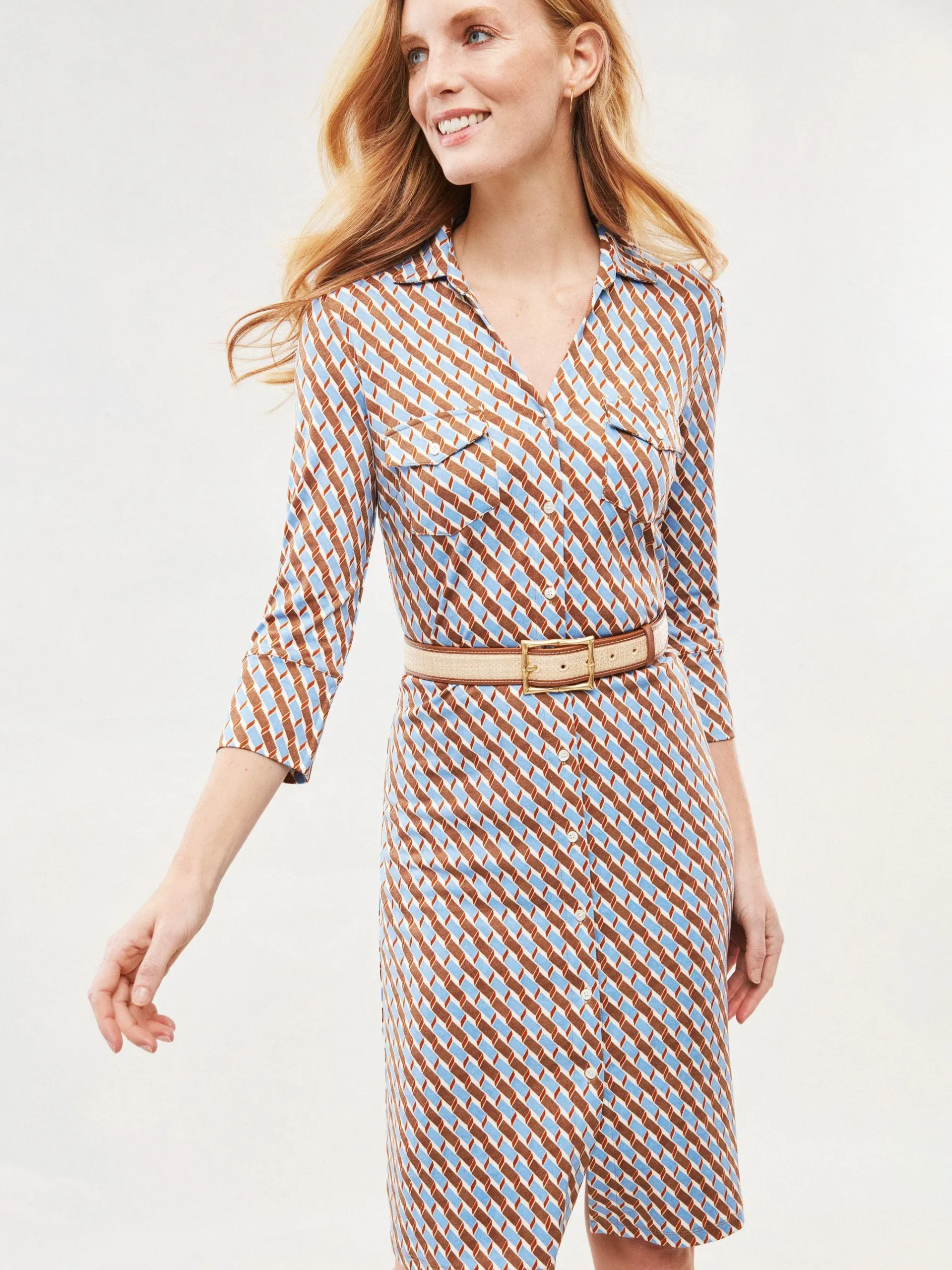 J.McLaughlin Brynn Dress In Mini Fernwood Geo-Women Dresses