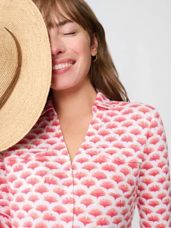 J.McLaughlin Brynn Linen Shirt In Gingko Mosaic-Women Tops