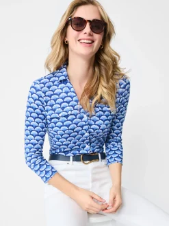 J.McLaughlin Brynn Linen Shirt In Gingko Mosaic-Women Tops