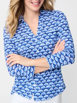 J.McLaughlin Brynn Linen Shirt In Gingko Mosaic-Women Tops