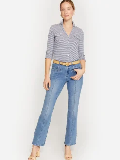 J.McLaughlin Brynn Linen Shirt In Stripe-Women Tops