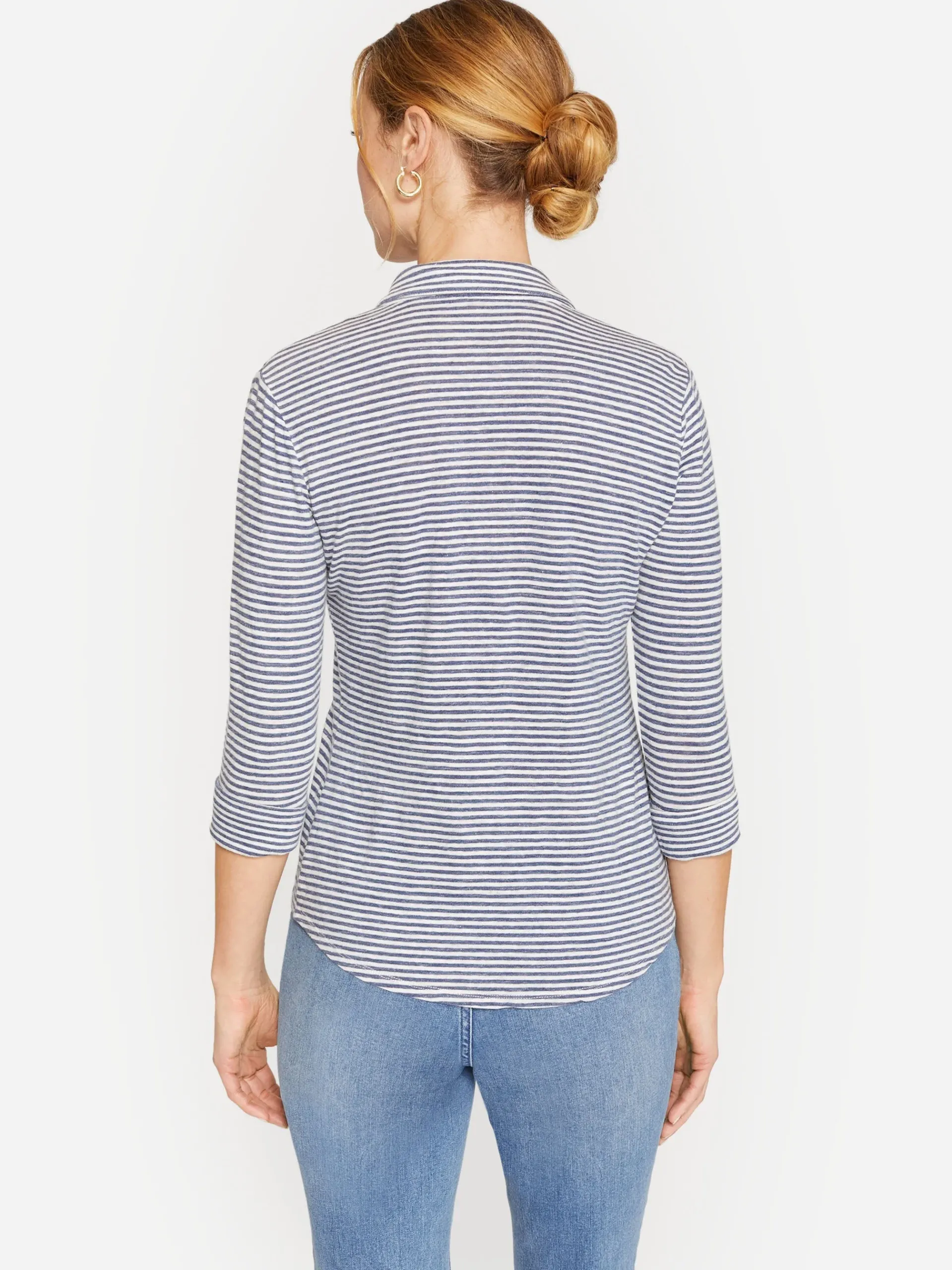 J.McLaughlin Brynn Linen Shirt In Stripe-Women Tops