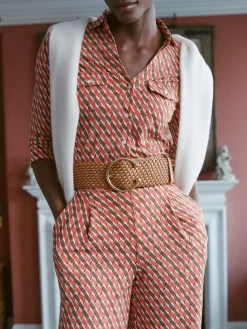 J.McLaughlin Brynn Lyford Jersey Shirt In Mini Fernwood Geo-Women Tops|Suits & Sets
