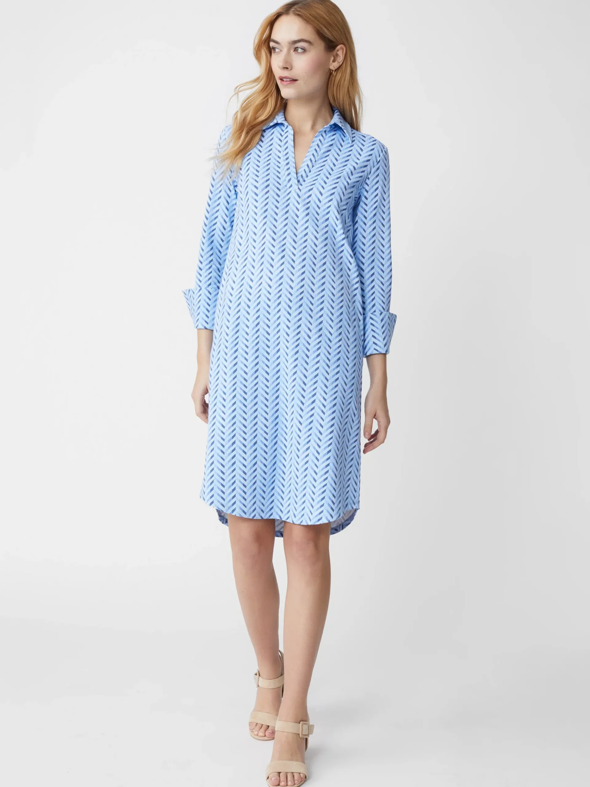 J.McLaughlin Cagney Dress In Chevron Charade-Women Dresses