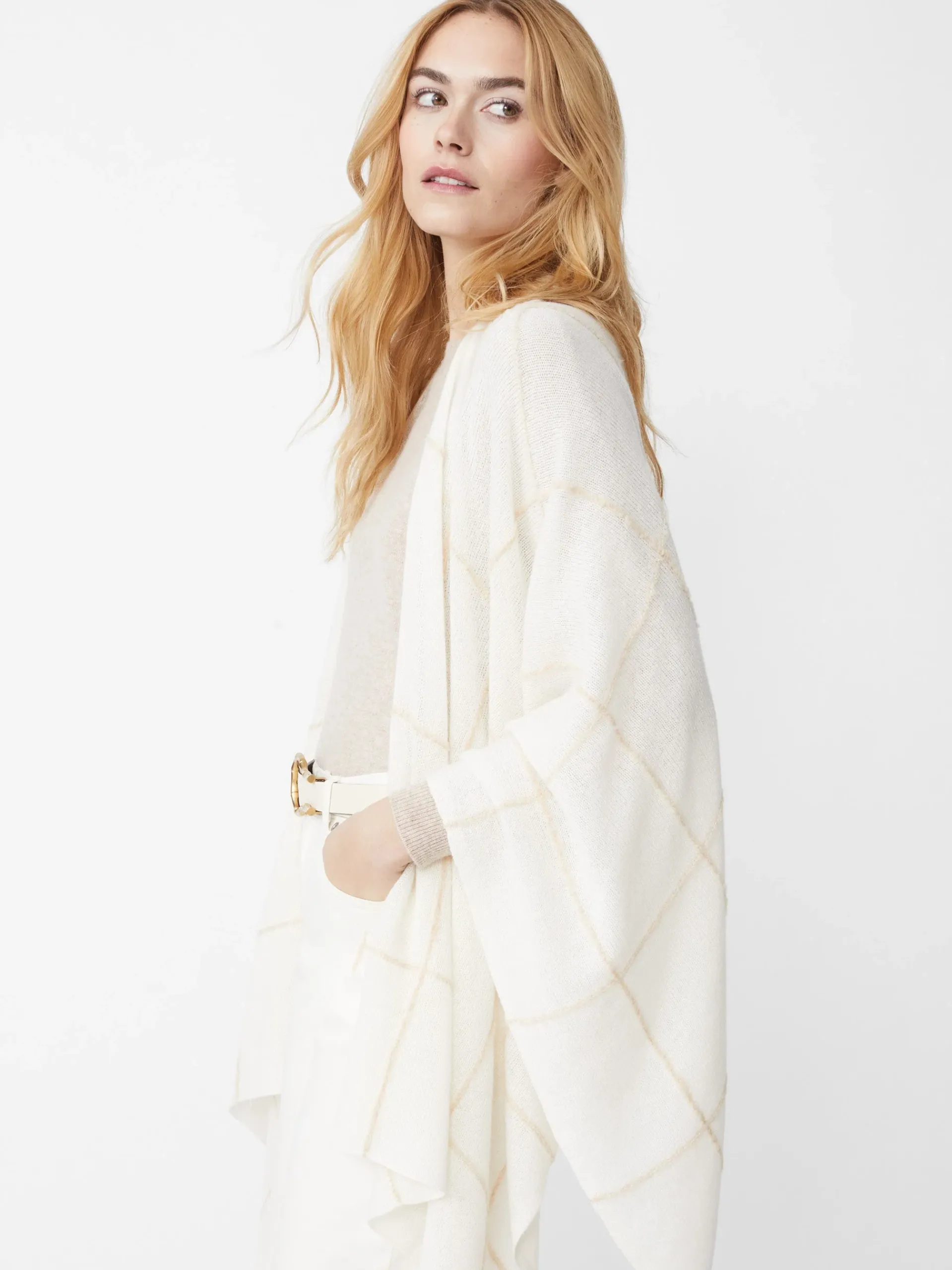 J.McLaughlin Chantal Cashmere Wrap In Window Pane-Women Jackets & Outerwear|Sweaters