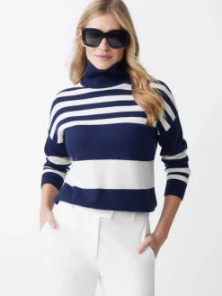 J.McLaughlin Clara Cashmere Turtleneck In Stripe-Women Sweaters