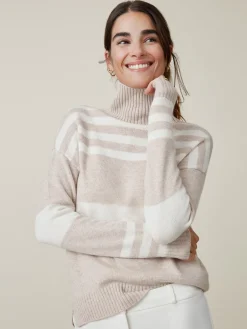 J.McLaughlin Clara Cashmere Turtleneck In Stripe-Women Sweaters