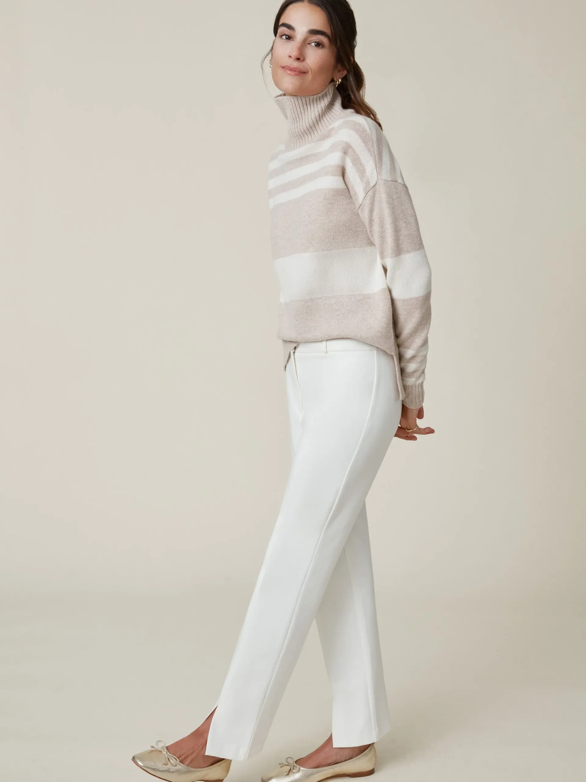 J.McLaughlin Clara Cashmere Turtleneck In Stripe-Women Sweaters