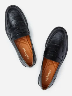 J.McLaughlin Concetta Leather Loafers In Embossed Croc-Women Loafers