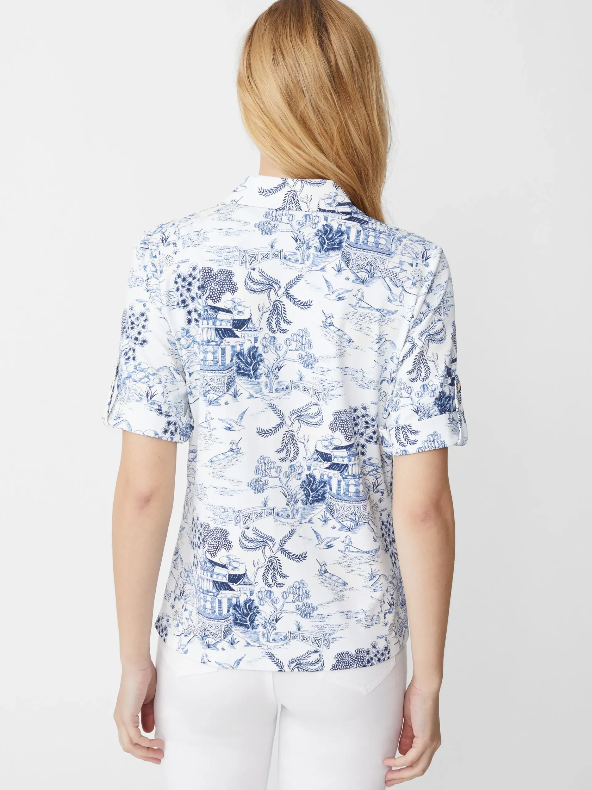 J.McLaughlin Cornelia Shirt In Chinoiserie Toile-Women Tops|Suits & Sets