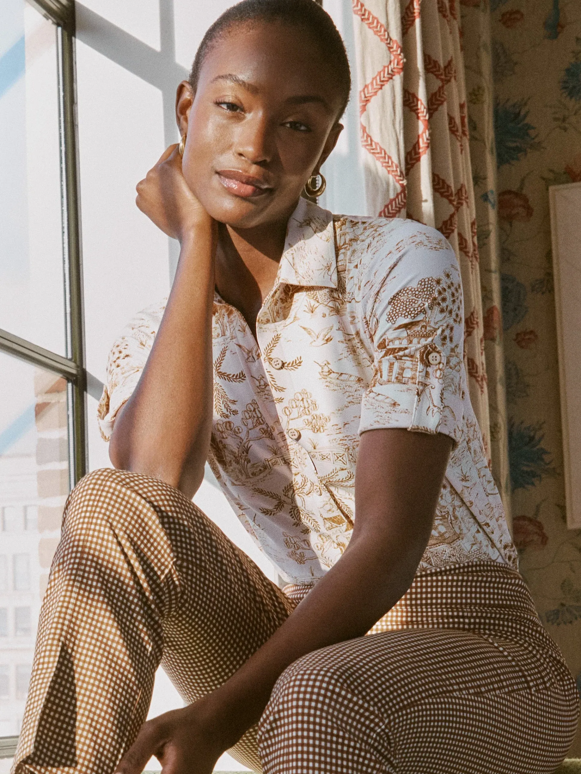 J.McLaughlin Cornelia Shirt In Chinoiserie Toile-Women Tops
