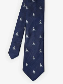 J.McLaughlin Cotton Silk Tie In Sailboat- Shoes & Accessories|Ties