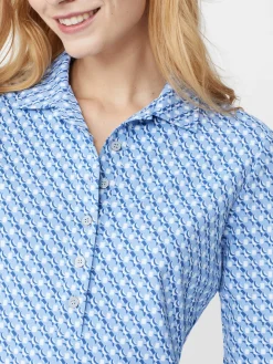J.McLaughlin Court 3/4 Sleeve Polo In Lunar Lines-Women Tops