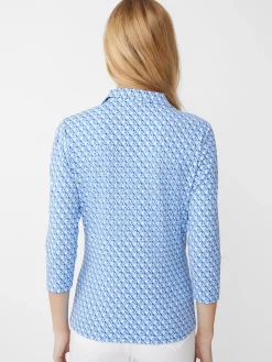 J.McLaughlin Court 3/4 Sleeve Polo In Lunar Lines-Women Tops