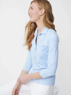 J.McLaughlin Court 3/4 Sleeve Polo In Textured Ridge-Women Tops