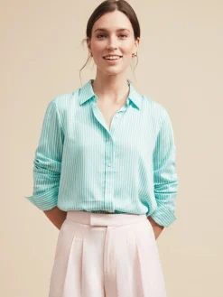 J.McLaughlin Denver Silk Shirt In Stripe-Women Tops