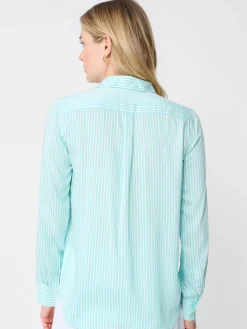 J.McLaughlin Denver Silk Shirt In Stripe-Women Tops