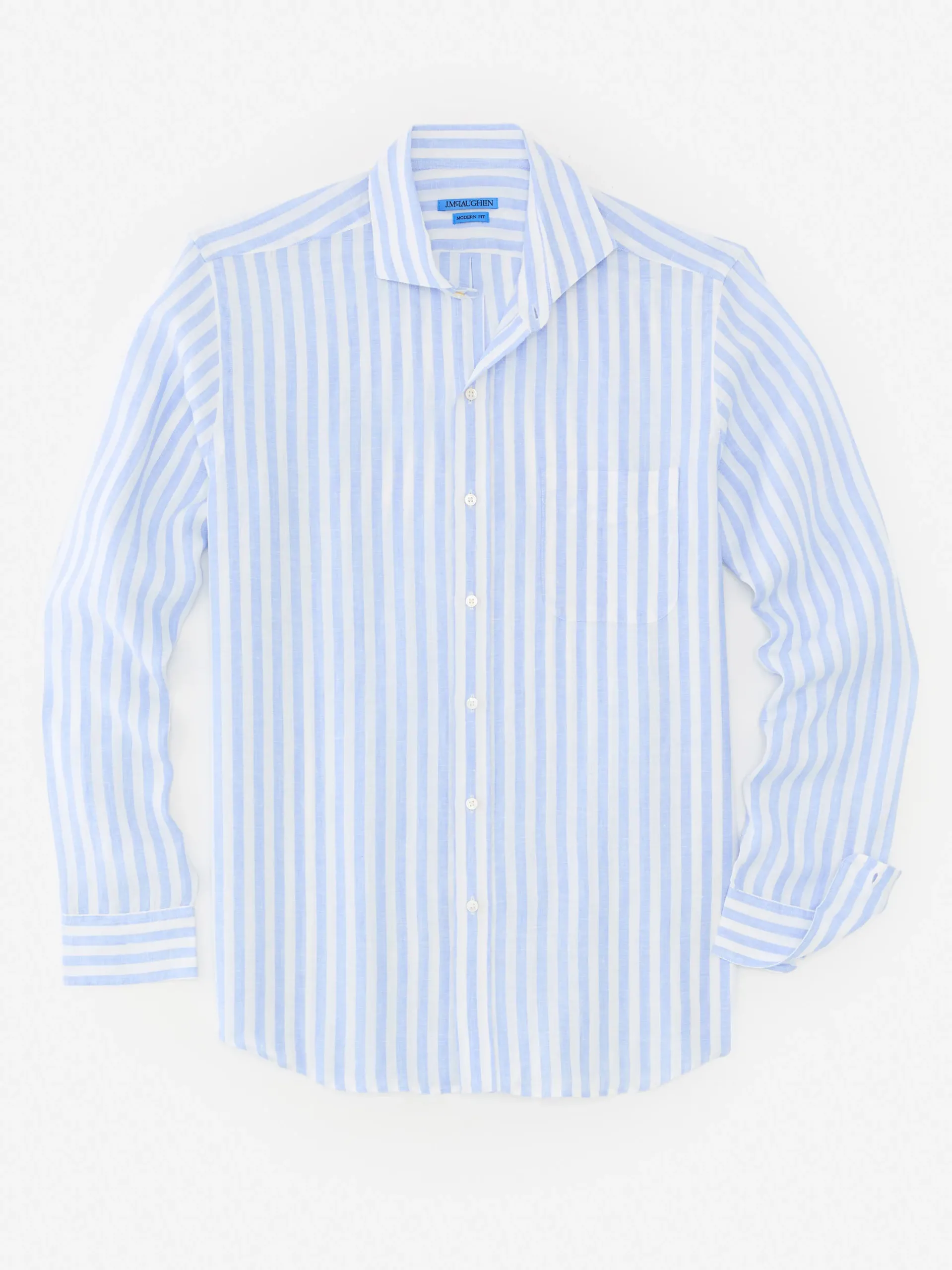 J.McLaughlin Drummond Modern Fit Linen Shirt In Bengal Stripe- Shirts