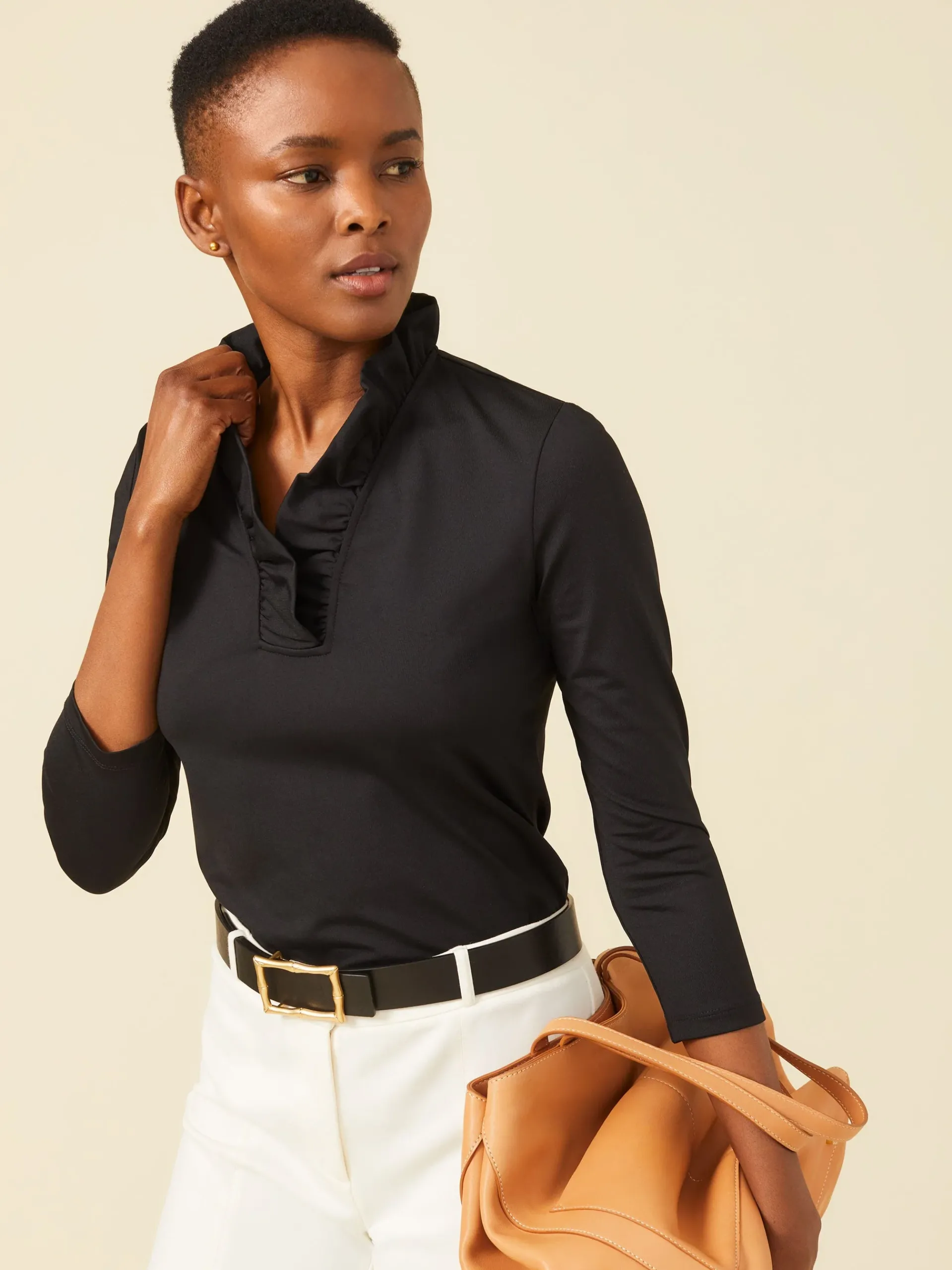 J.McLaughlin Durham Ruffle Top-Women Tops|Tees
