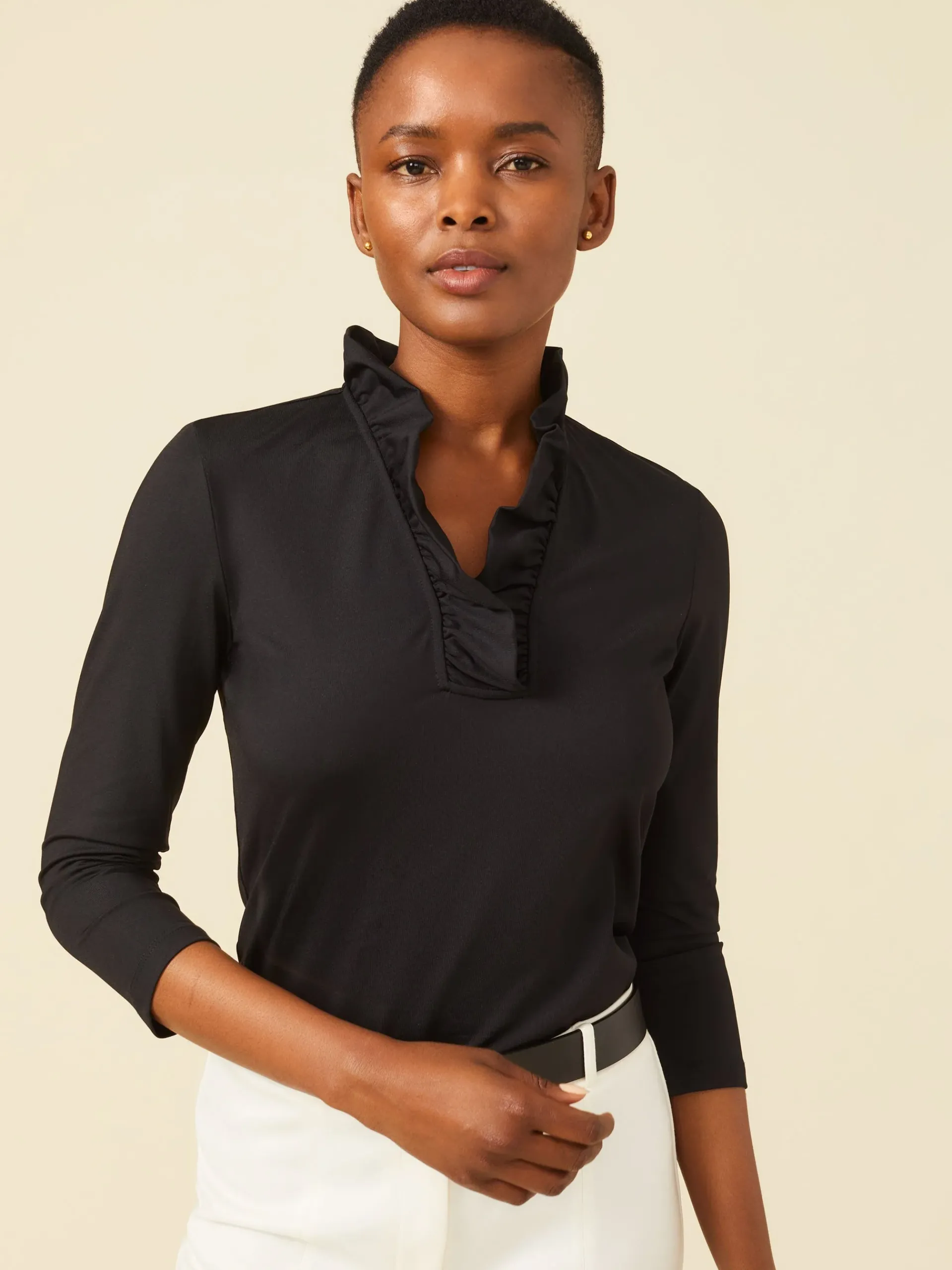 J.McLaughlin Durham Ruffle Top-Women Tops|Tees