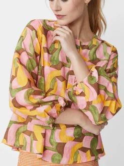 J.McLaughlin Edda Blouse In Abstract Chaise-Women Tops