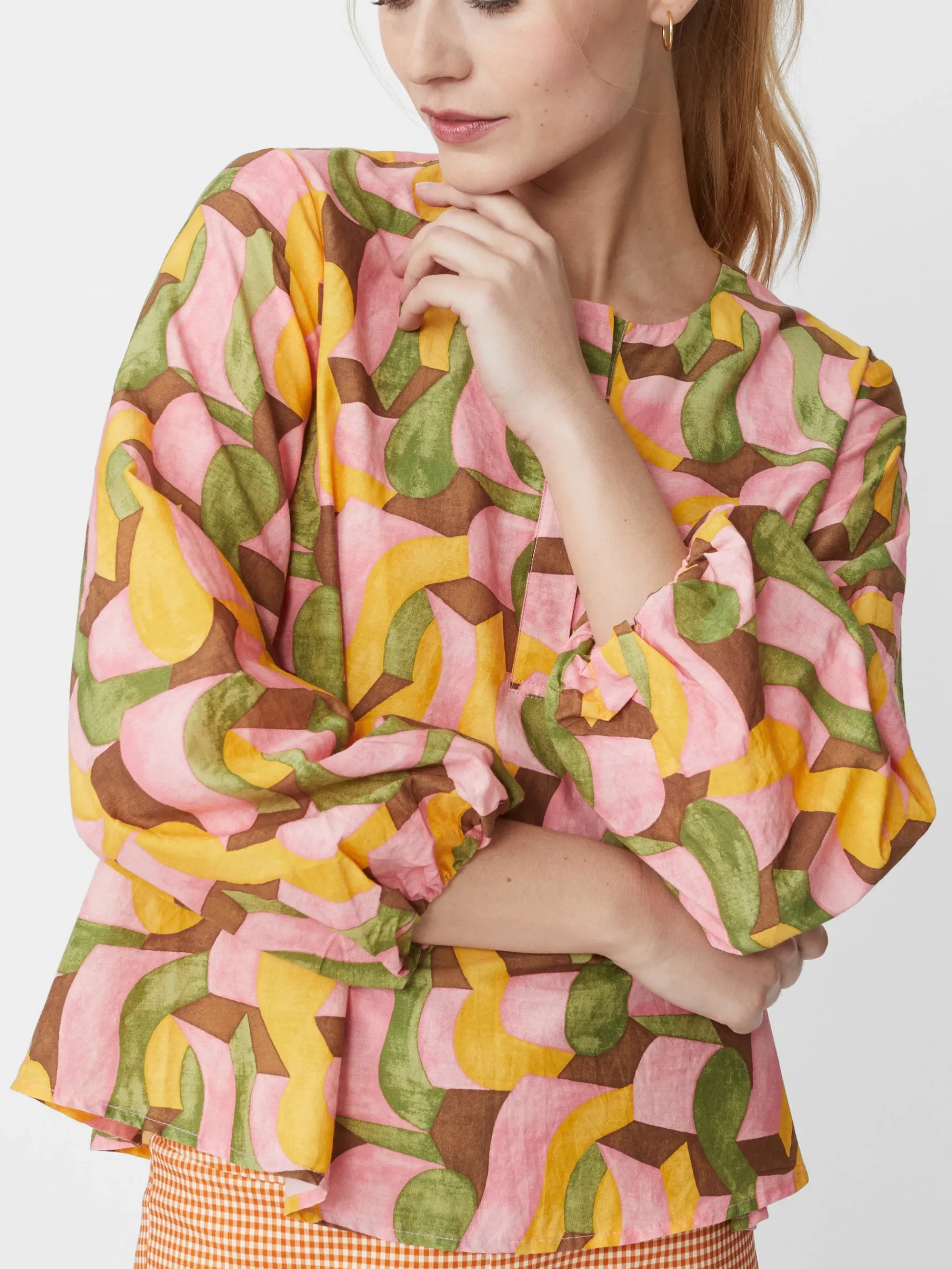 J.McLaughlin Edda Blouse In Abstract Chaise-Women Tops