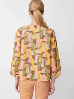 J.McLaughlin Edda Blouse In Abstract Chaise-Women Tops