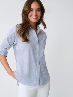 J.McLaughlin Finn Seersucker Shirt In Stripe-Women Tops
