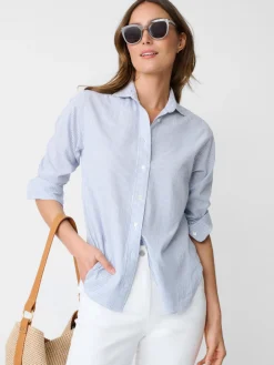 J.McLaughlin Finn Seersucker Shirt In Stripe-Women Tops