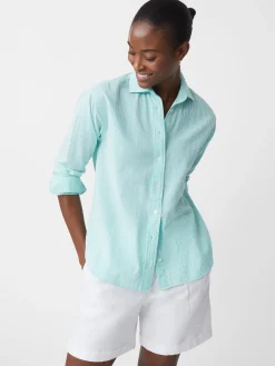 J.McLaughlin Finn Seersucker Shirt In Stripe-Women Tops