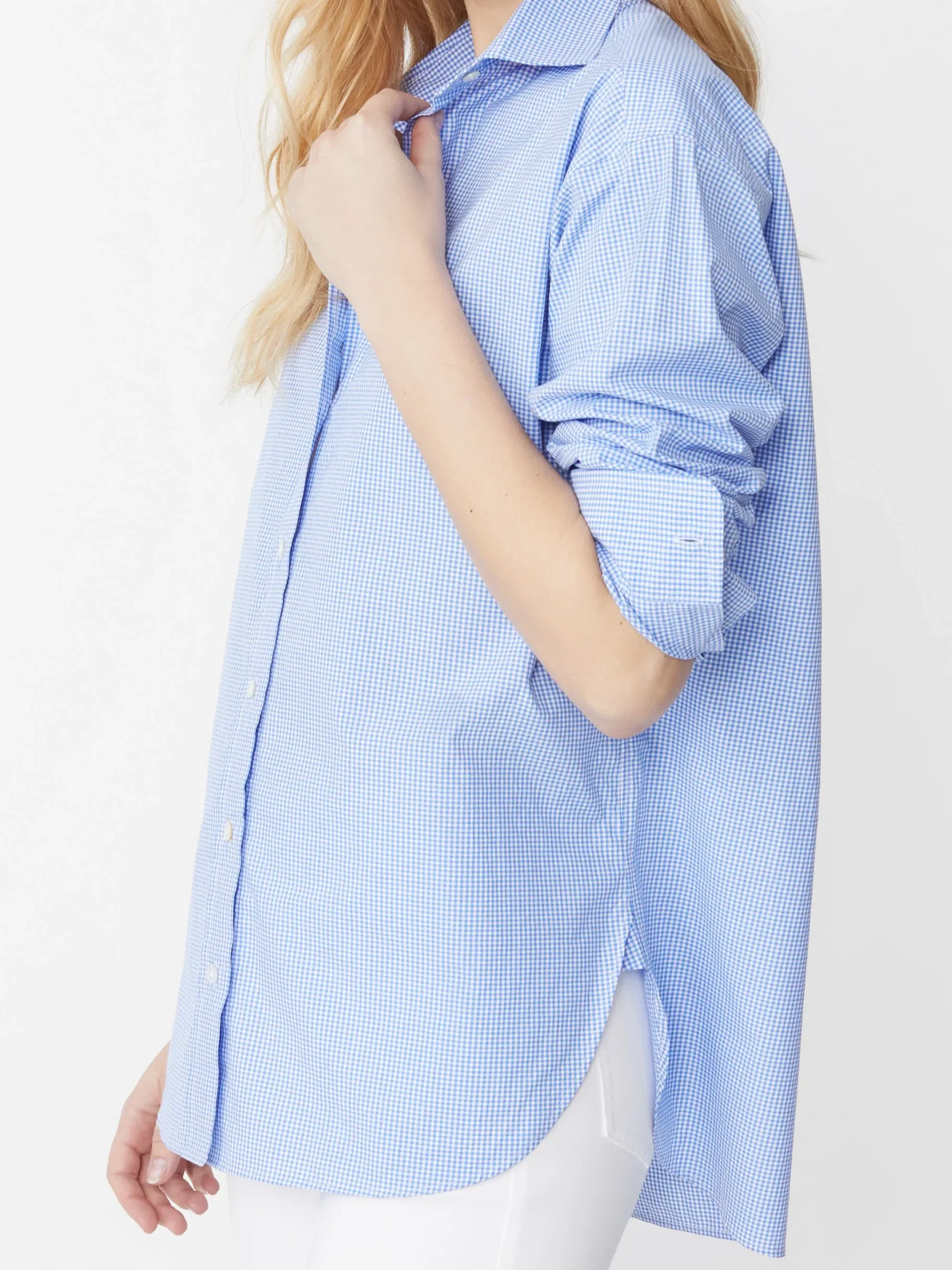 J.McLaughlin Finn Shirt In Micro Gingham-Women Tops