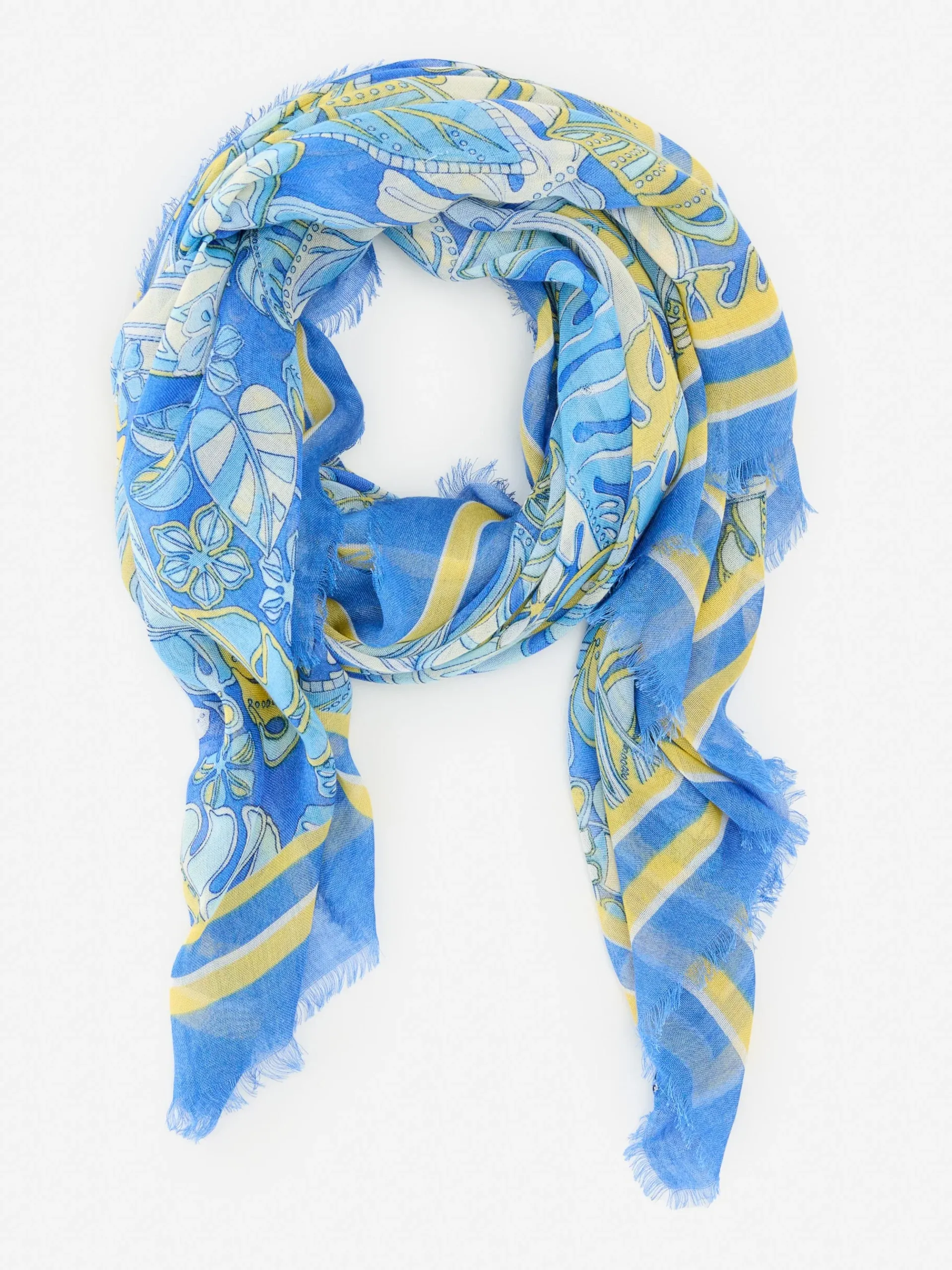 J.McLaughlin Giselle Scarf In Beach Bouquet Border-Women Shoes & Accessories|Scarves