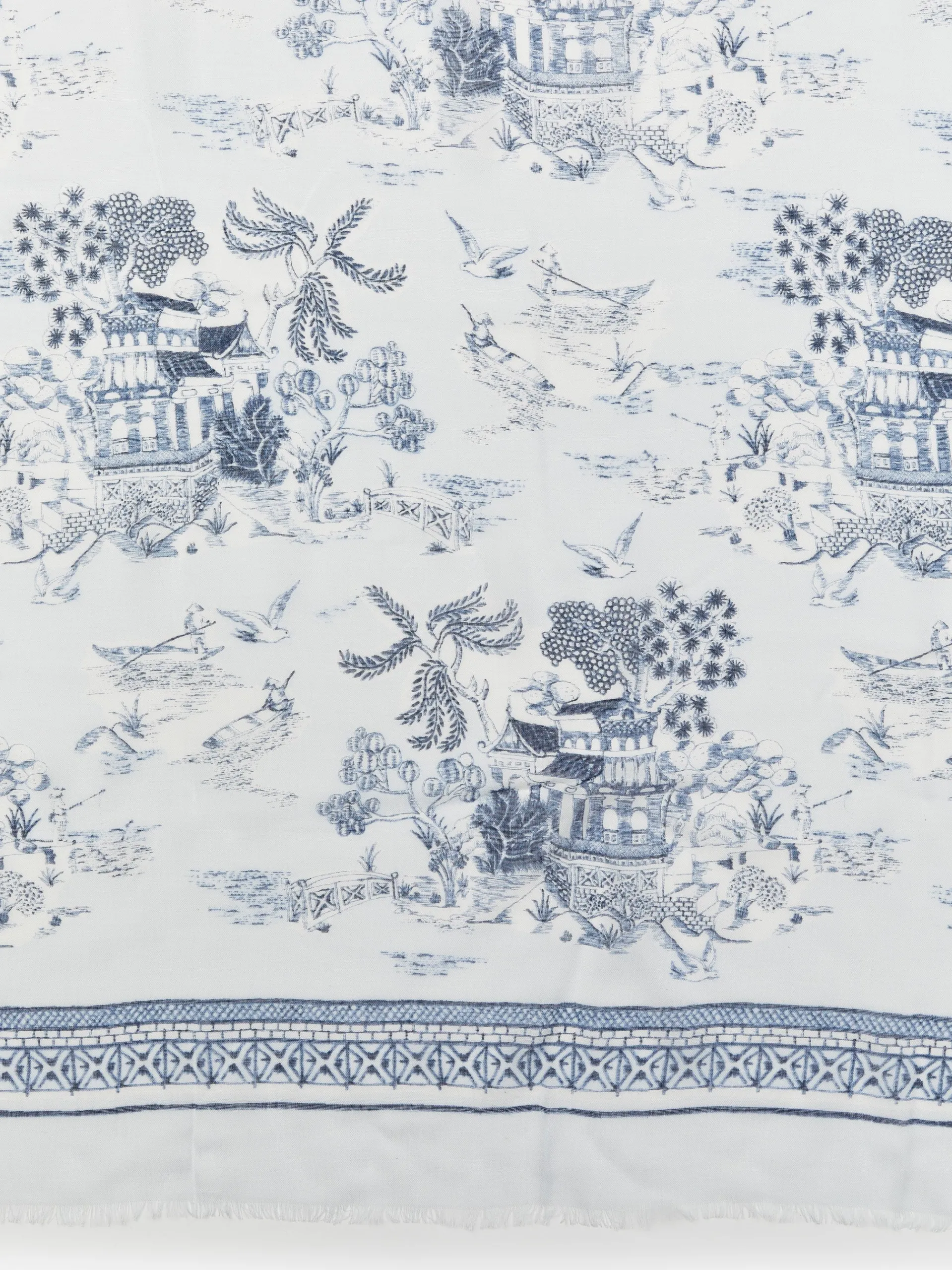 J.McLaughlin Giselle Scarf In Chinoiserie Toile Square-Women Scarves