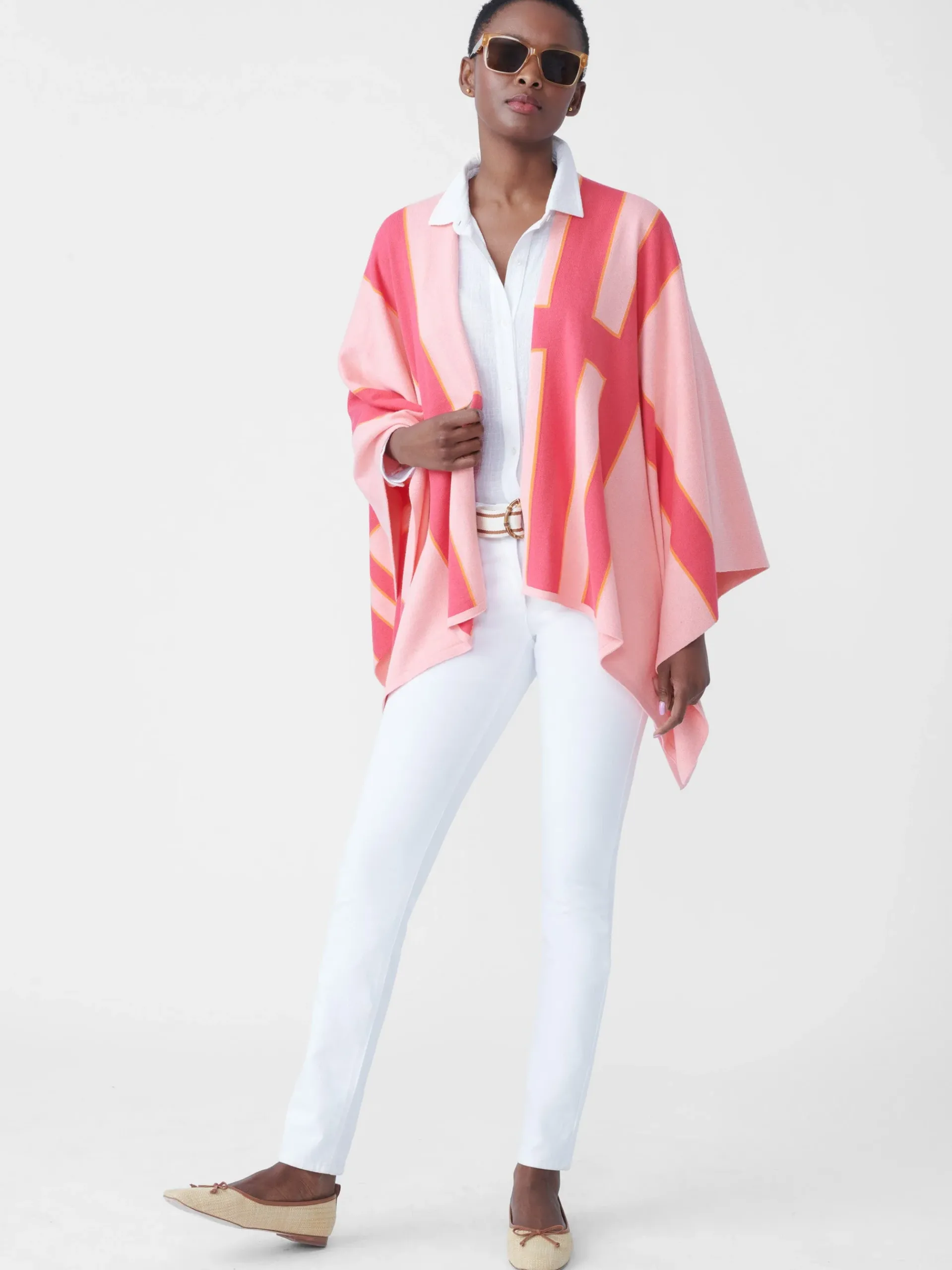 J.McLaughlin Giulietta Wrap In Block Stripe-Women Jackets & Outerwear|Sweaters