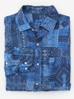 J.McLaughlin Gramercy Classic Fit Linen Shirt In Diamond Patch- Shirts